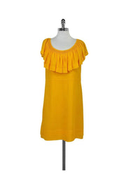 Current Boutique-See by Chloe - Mustard Yellow Silk Ruffle Dress Sz 6