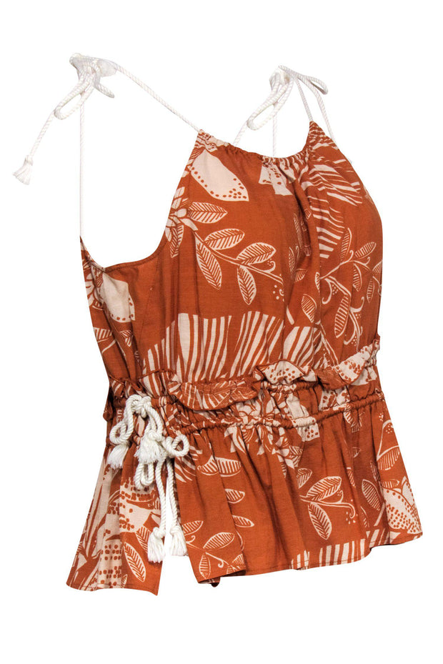 Current Boutique-See by Chloe - Orange & Cream Printed Tank w/ Rope Straps Sz 8