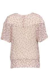 Current Boutique-See by Chloe - Pale Pink Strawberry Printed Short Sleeved Blouse Sz 6