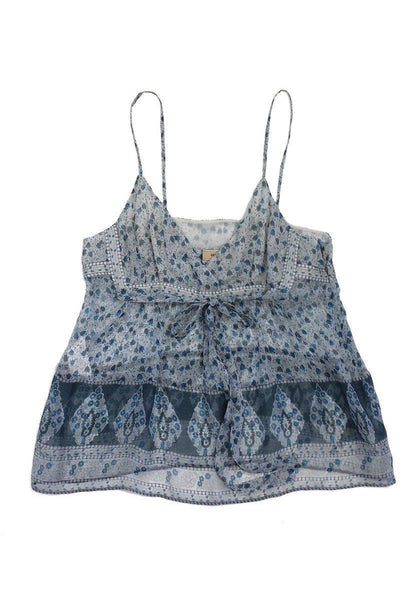 Current Boutique-See by Chloe - Teal, Grey & Beige Tulip Print Tank Sz 10