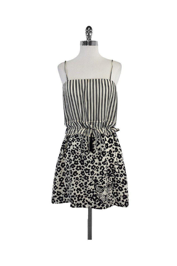 Current Boutique-See by Chloe - White & Black Animal Print Silk Dress Sz 2