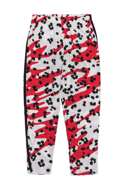 Current Boutique-See by Chloe - White, Black & Red Abstract & Leopard Print Straight Leg Pants Sz 6