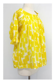 Current Boutique-See by Chloe - Yellow & White Print Cotton Top Sz 4