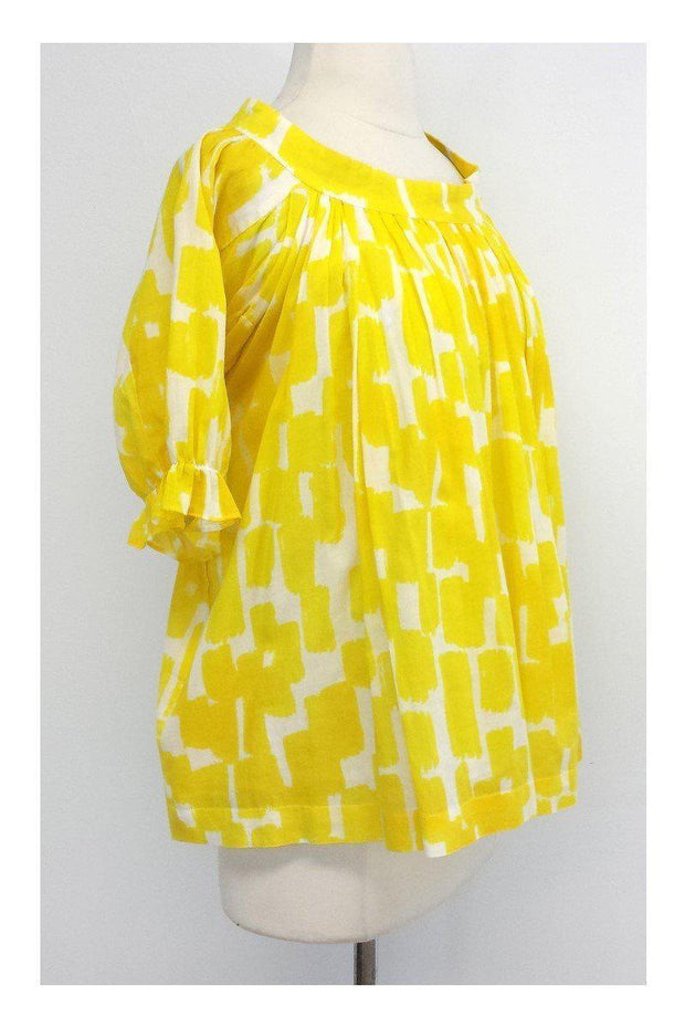 Current Boutique-See by Chloe - Yellow & White Print Cotton Top Sz 4
