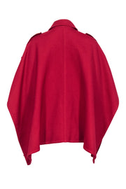 Current Boutique-See by Chole - Red Textured Collared Cape w/ Gold Buttons Sz XS