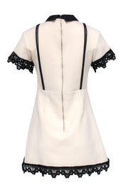 Current Boutique-Self-Portrait - Cream & Black Collared Fit & Flare Dress w/ Lace Trim Sz S