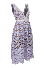 Current Boutique-Self-Portrait - Lilac Floral Lace Sleeveless A-Line Dress w/ Nude Underlay Sz XS