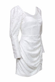 Current Boutique-Self-Portrait - White Lace Mini Dress w/ Sweetheart Neckline & Corset Details Sz 8