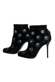 Current Boutique-Sergio Rossi - Black Suede Stiletto Booties w/ Mesh Polka Dot Design Sz 6