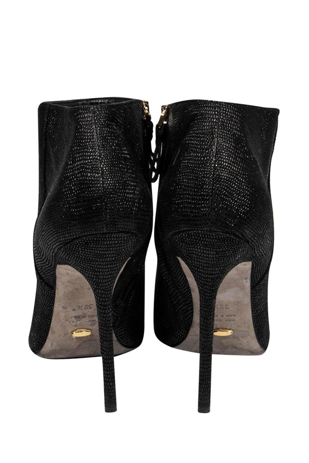 Current Boutique-Sergio Rossi - Black Textured Stiletto Ankle Booties Sz 9.5