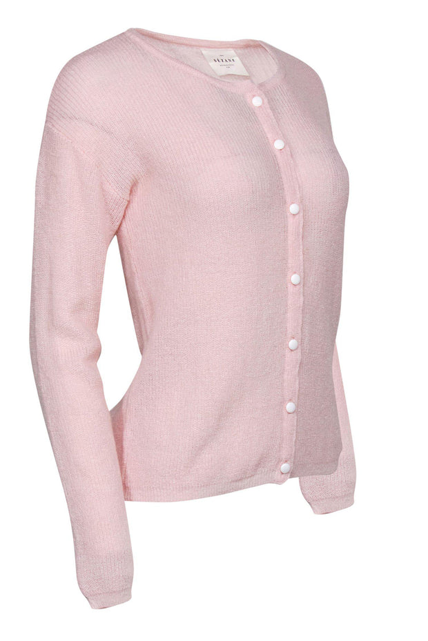 Current Boutique-Sezane - Baby Pink Blended Textured Knit Cardigan Sz L