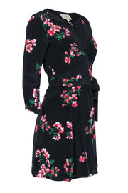 Current Boutique-Sezane - Black & Floral Flounce Sleeve Mini Wrap Dress Sz 4