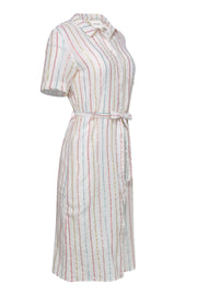 Current Boutique-Sezane - Cream & Multicolor Metallic Striped Button-Up Shirt Dress Sz 6