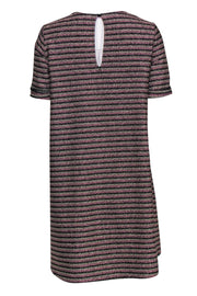 Current Boutique-Sezane - Gold, Black & Pink Sparkly Striped Shift Dress Sz S