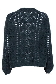 Current Boutique-Sezane - Hunter Green Crochet Wool Blend Button-Up Cardigan Sz M