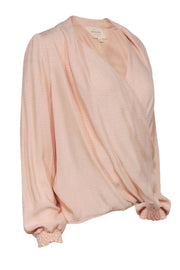 Current Boutique-Sezane - Light Pink Long Sleeve Surplice Textured Blouse Sz 4