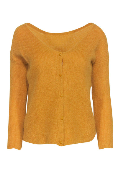 Current Boutique-Sezane - Mustard Knit Back Button-Up Sweater Sz S