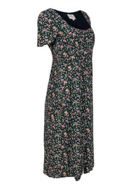 Current Boutique-Sezane - Navy & Multicolor Floral Print Button-Up Midi Dress Sz 8