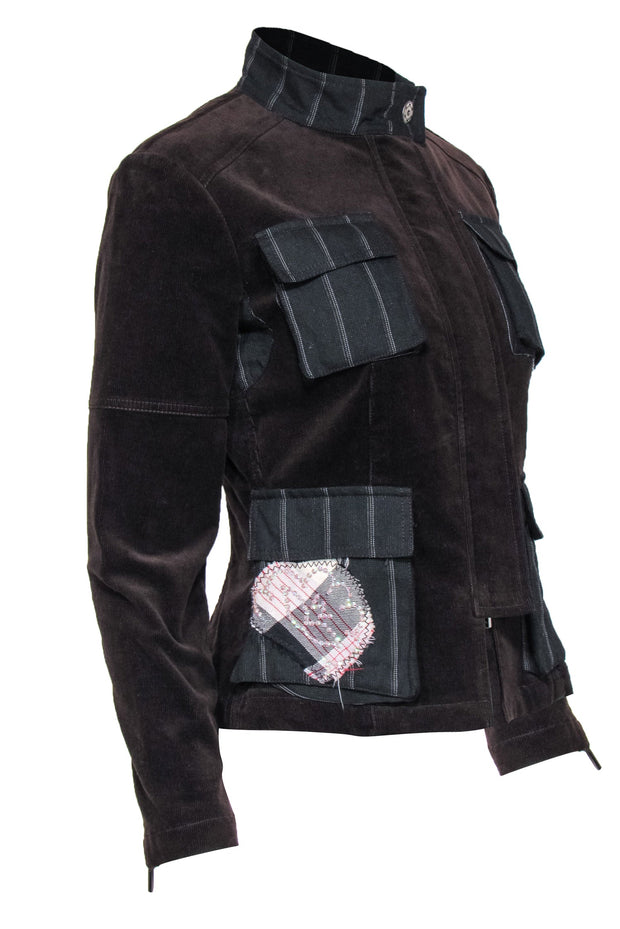 Current Boutique-Sfizio - Brown Corduroy Jacket w/ Pockets & Rhinestones Sz 6