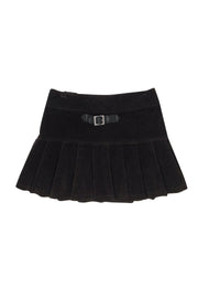 Current Boutique-Sfizio - Brown Corduroy Micro Mini Pleated Skirt w/ Buckles Sz 6