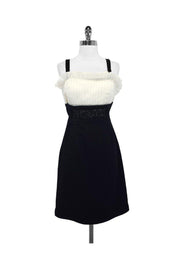 Current Boutique-Shani - Black & Ivory Cocktail Dress w/ Beaded Waist Sz 6