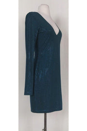Current Boutique-Sheri Bodell - Teal Beaded Long Sleeve Dress Sz S