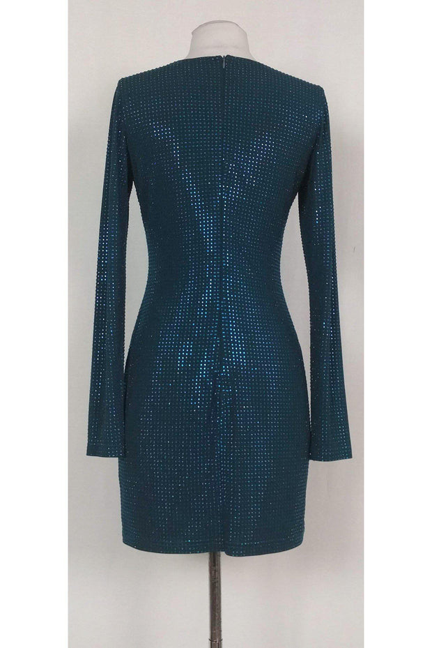 Current Boutique-Sheri Bodell - Teal Beaded Long Sleeve Dress Sz S