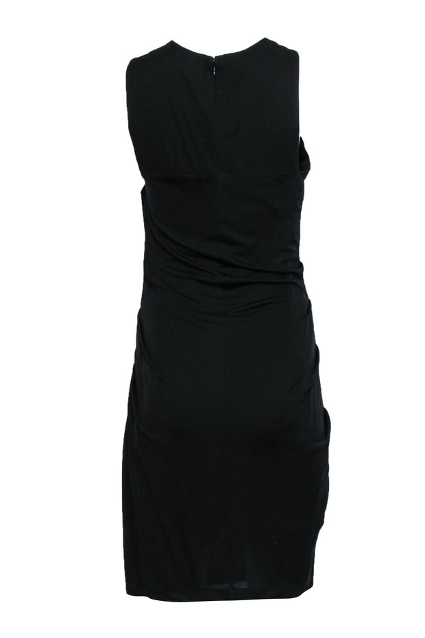 Current Boutique-Shoshanna - Black Asymmetric Pleated Midi Shift Dress Sz 8