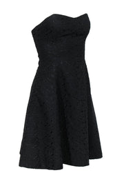 Current Boutique-Shoshanna - Black Floral Eyelet Strapless Fit & Flare Dress Sz 2