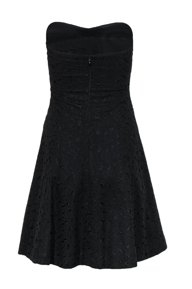 Current Boutique-Shoshanna - Black Floral Eyelet Strapless Fit & Flare Dress Sz 2