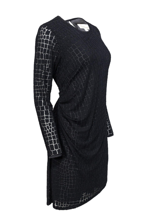 Current Boutique-Shoshanna - Black Mesh Reptile Textured Dress Sz 10