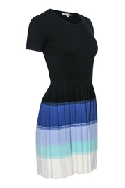 Current Boutique-Shoshanna - Black & Multicolor Pleated-Skirt Sweater Dress Sz P