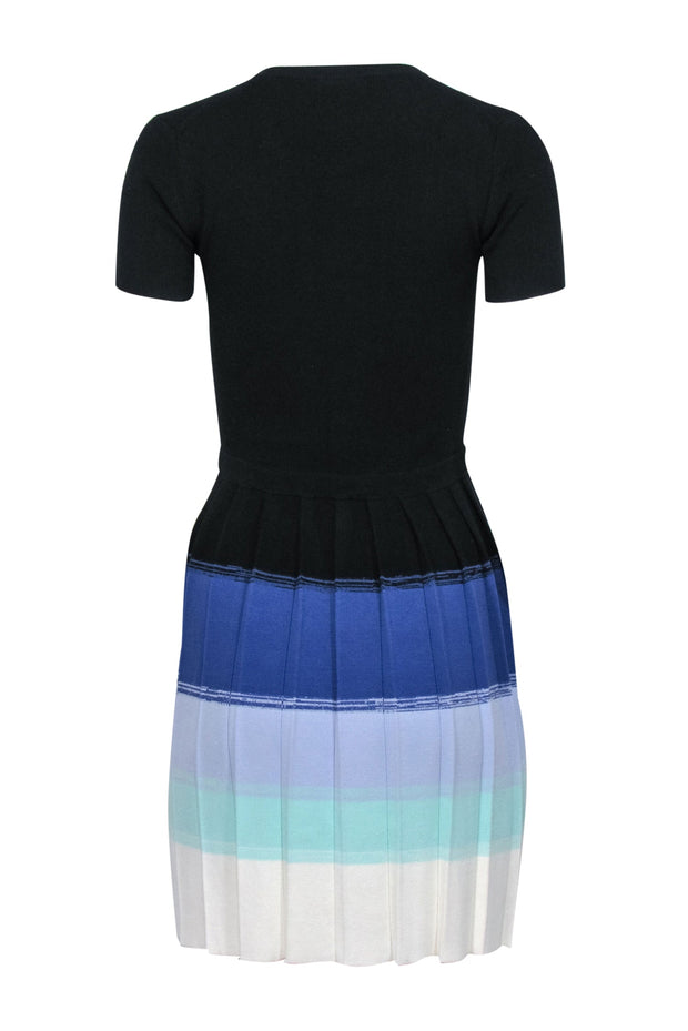 Current Boutique-Shoshanna - Black & Multicolor Pleated-Skirt Sweater Dress Sz P