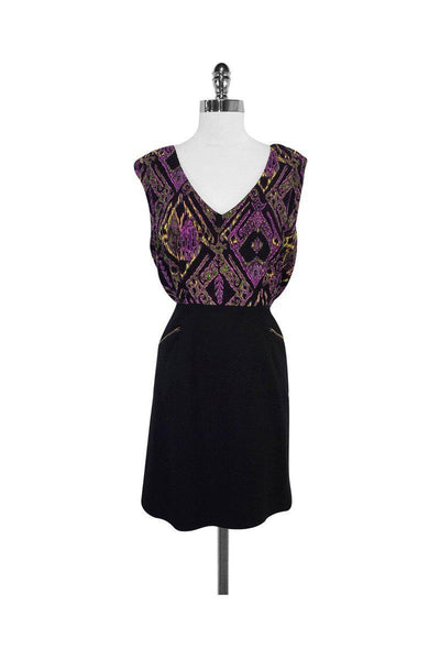 Current Boutique-Shoshanna - Black & Multicolor Silk Sleeveless Dress Sz 8