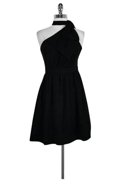 Current Boutique-Shoshanna - Black One Shoulder Dress w/ Bow at Neck Sz 0