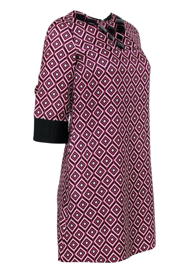 Current Boutique-Shoshanna - Black & Pink Diamond Shift Dress w/ Beading Sz 2