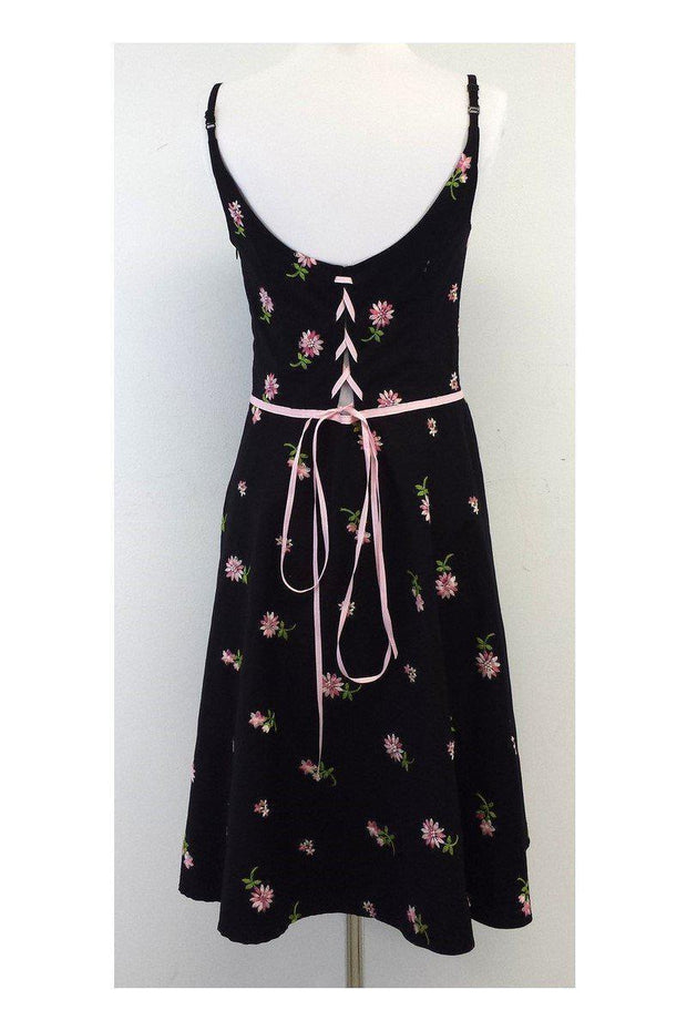 Current Boutique-Shoshanna - Black & Pink Floral Embroidered Dress Sz 8