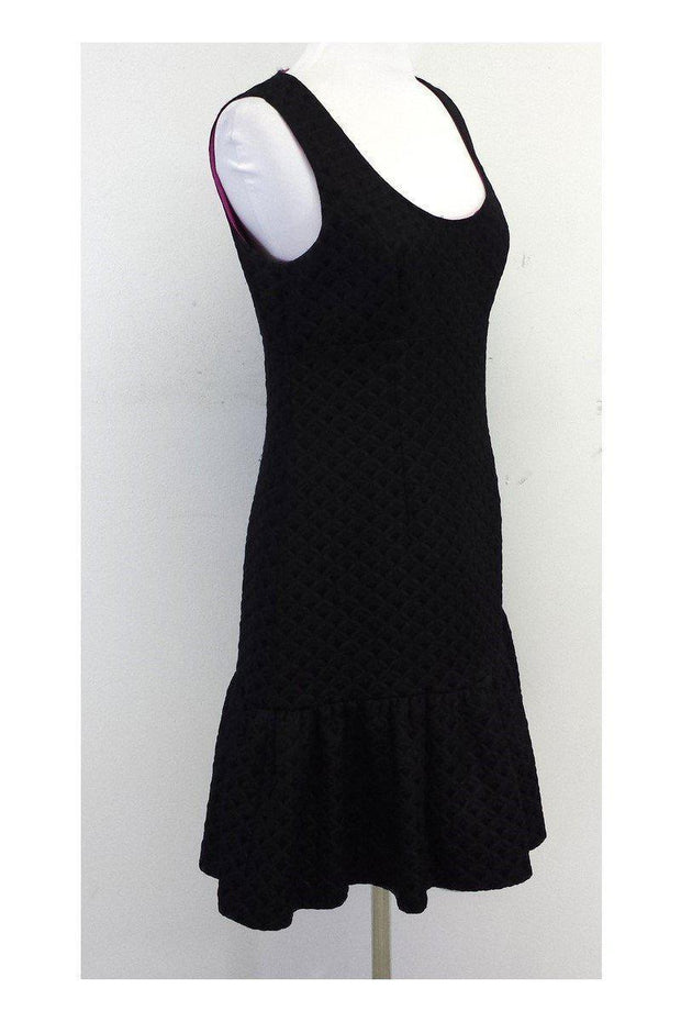 Current Boutique-Shoshanna - Black Quilted Ruffle Hem Dress Sz 10