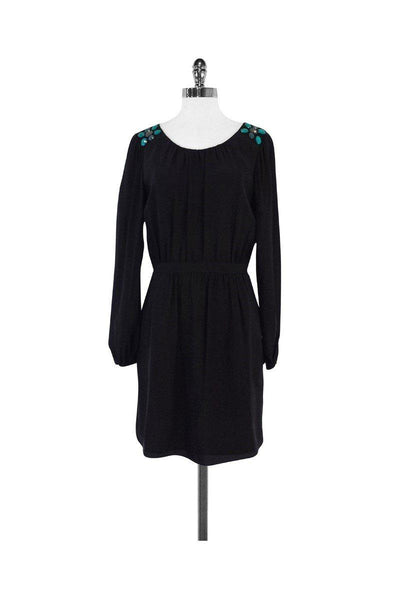 Current Boutique-Shoshanna - Black Silk Beaded Long Sleeve Dress Sz 8