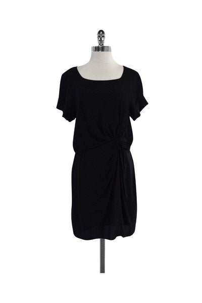 Current Boutique-Shoshanna - Black Silk Short Sleeve Gathered Waist Dress Sz 8