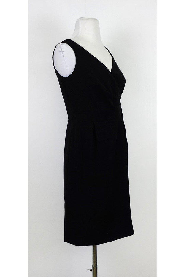 Current Boutique-Shoshanna - Black V-Neck Dress w/ Side Pleated Detail Sz 4