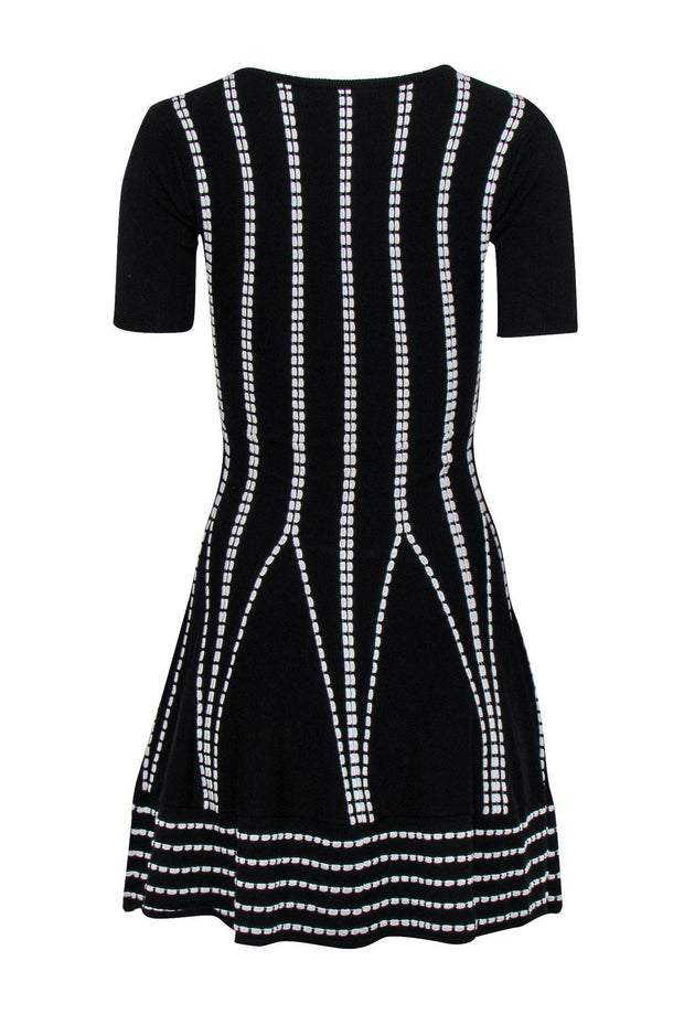 Current Boutique-Shoshanna - Black & White Textured Knit Flare Dress Sz P