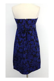Current Boutique-Shoshanna - Blue & Black Floral Print Silk Strapless Dress Sz 6