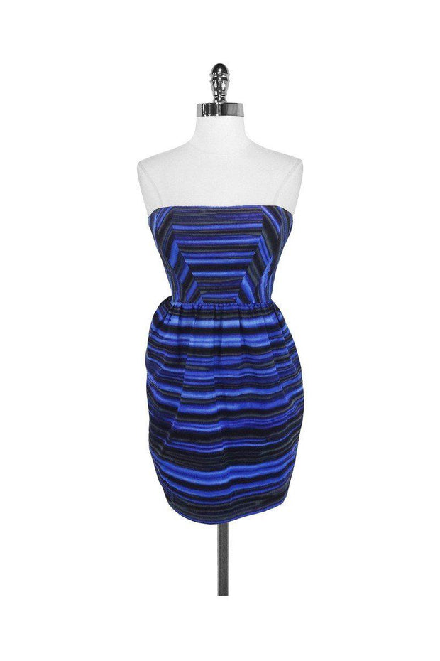 Current Boutique-Shoshanna - Blue Striped Strapless Dress Sz 6