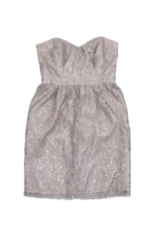 Current Boutique-Shoshanna - Blush & Silver Lace Strapless Dress Sz 4
