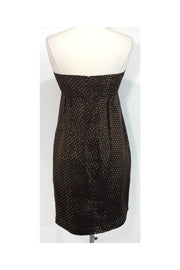 Current Boutique-Shoshanna - Brown & Gold Dotted Silk Strapless Dress Sz 4