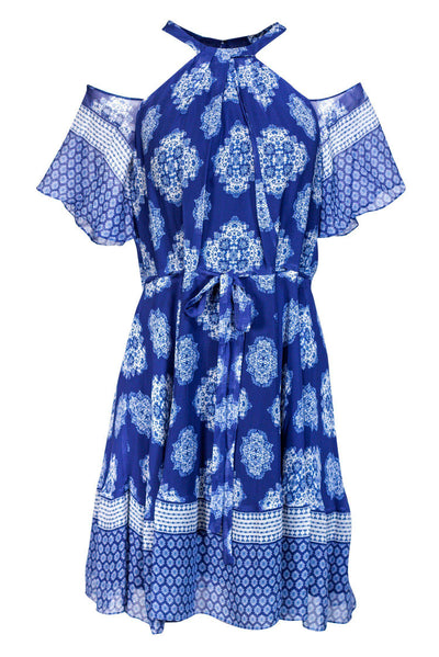 Current Boutique-Shoshanna - Cold Shoulder Blue Paisley Dress Sz 4