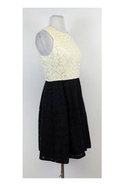Current Boutique-Shoshanna - Cream & Black Lace Colorblock Dress Sz 4