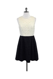 Current Boutique-Shoshanna - Cream & Black Lace Contrast Sleeveless Dress Sz 6