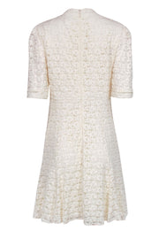 Current Boutique-Shoshanna - Cream Lace Cropped Sleeve Dress w/ Ruffles Sz 12